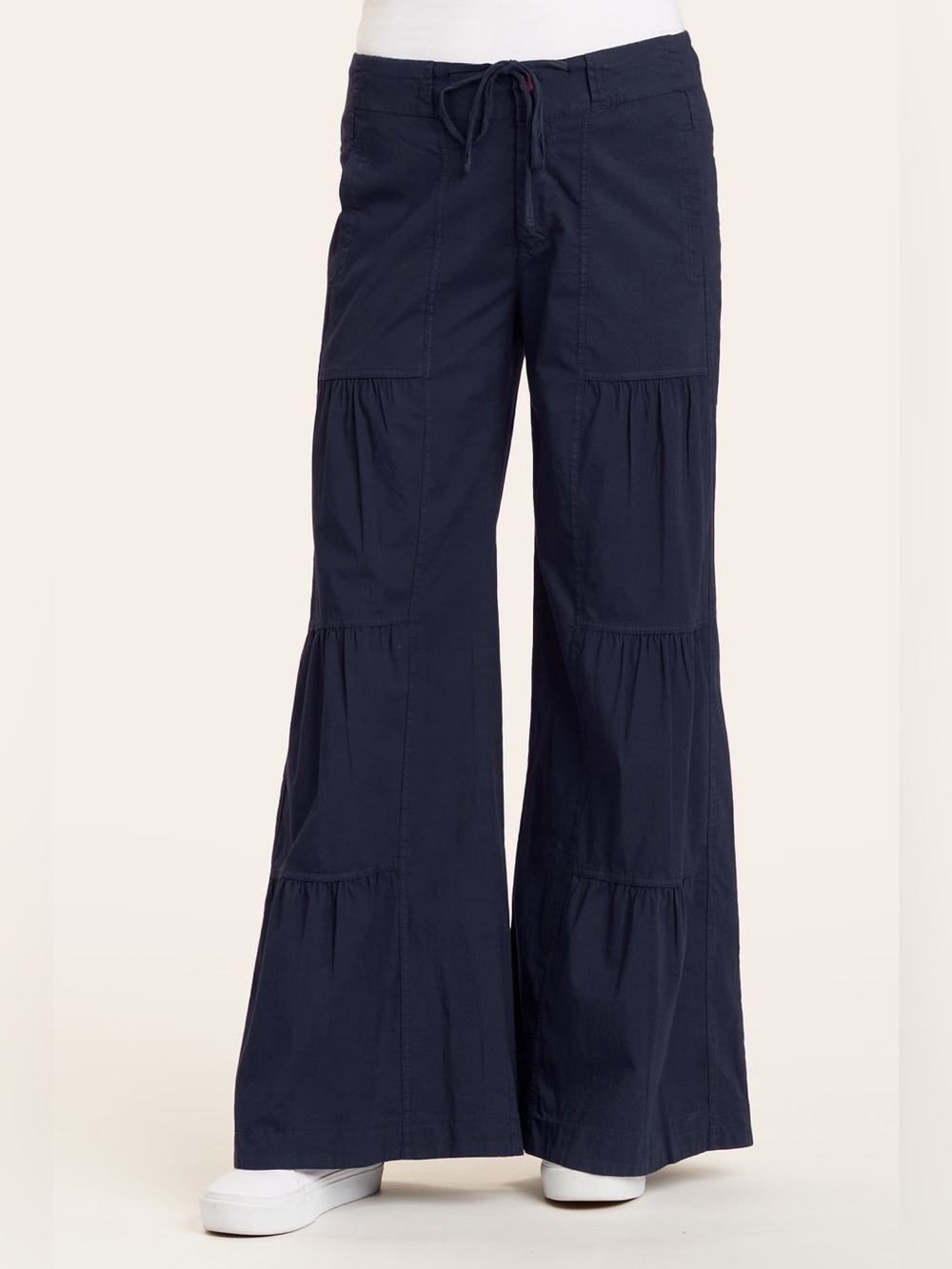 XCVI Terraced Wide-leg Pants, Navy